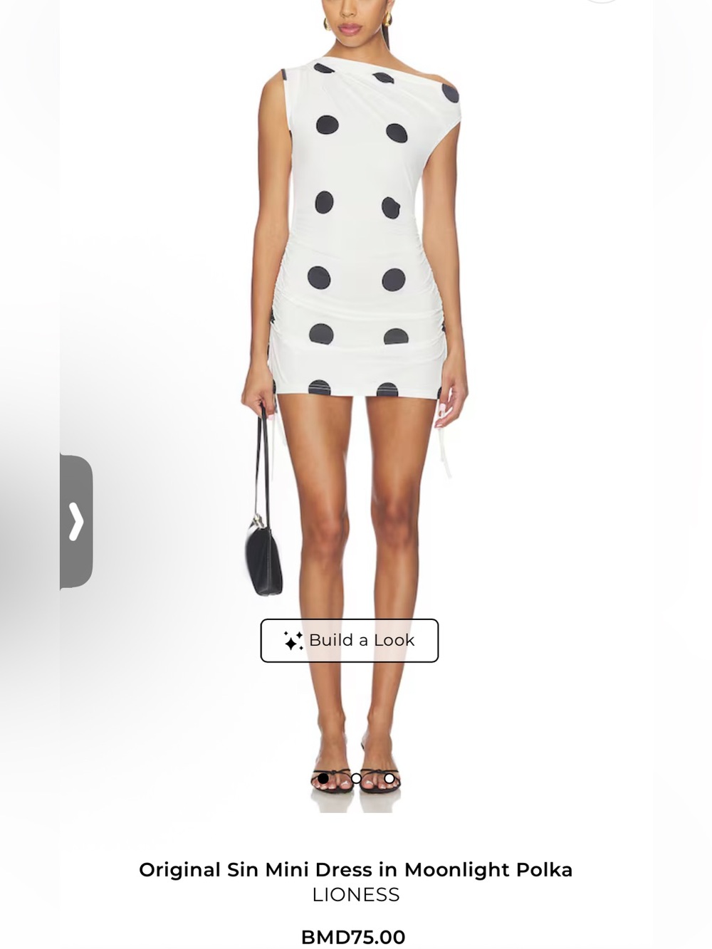 Revolve - lioness White Polka Dot One-Shoulder Mini Dress-xs, nwt